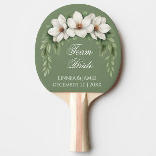 Team Bride Groom Magnolia Winter Wedding Pine Tree Ping Pong Paddle