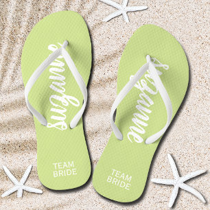 Team Bride Lime and White Personalised Flip Flops