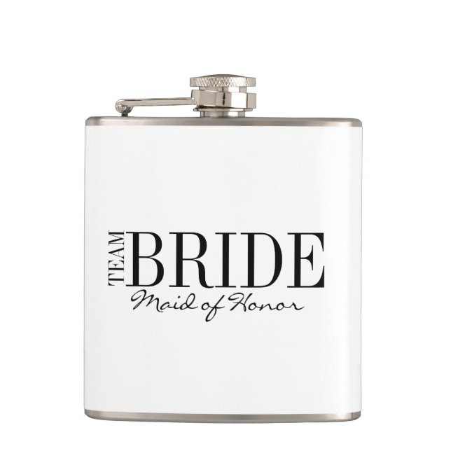 Team Bride Maid of Honour Bridal Party Flask (Front)