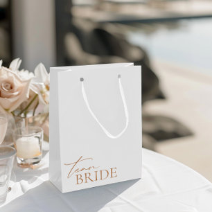 Team Bride Minimalist Elegant White Bachelorette Medium Gift Bag