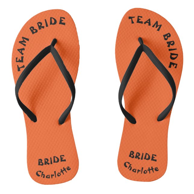 Team Bride Orange And Black Halloween Thongs (Footbed)