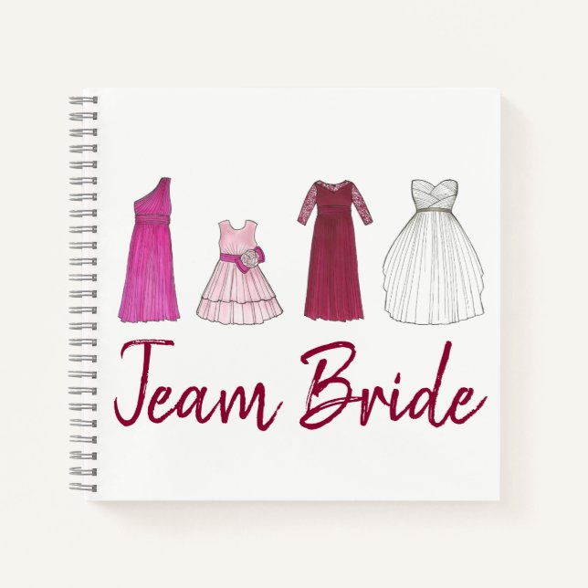 Team Bride Personalised Bridesmaid Wedding Party Notebook (Front)