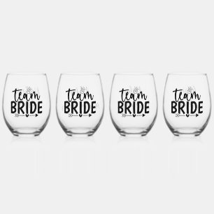 Team Bride Personalised Wedding Party Gift Stemless Wine Glass