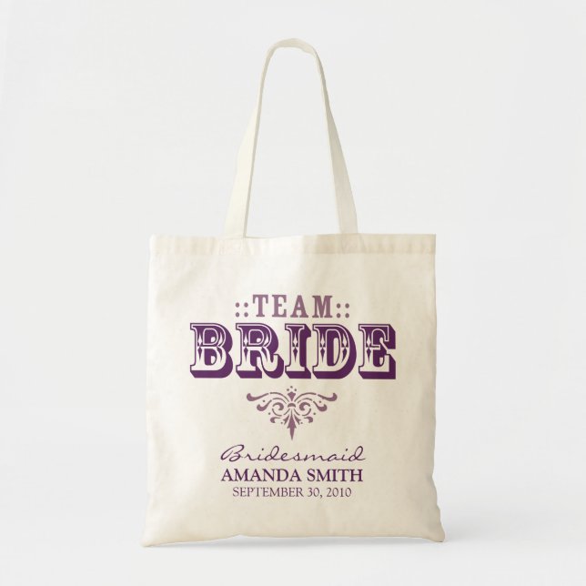 "TEAM BRIDE" Personalised Wedding Party Tote Bag (Front)