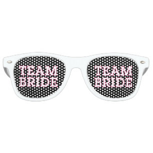 Team Bride Pink Outline Black Retro Sunglasses