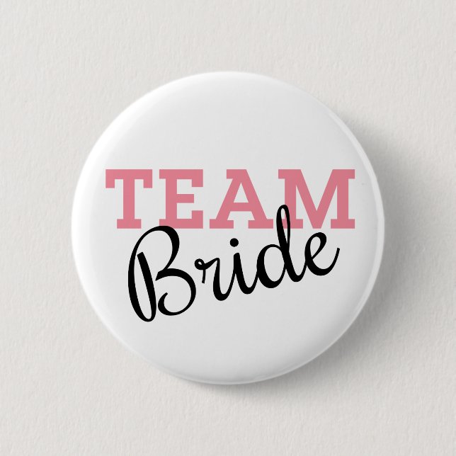 Team Bride Pink Script 6 Cm Round Badge (Front)