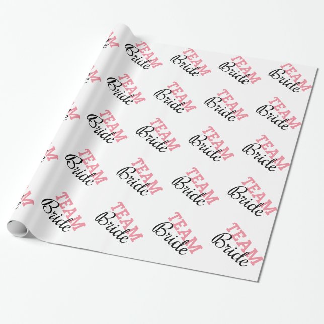 Team Bride Pink Script Wrapping Paper (Unrolled)