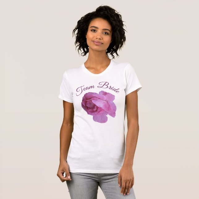 Team Bride pretty pink rose floral hen party  T-Shirt (Front Full)
