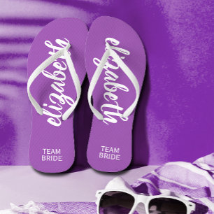 Team Bride Purple and White Personalised Thongs