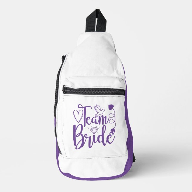 Team Bride Purple White  Sling Bag (Front)