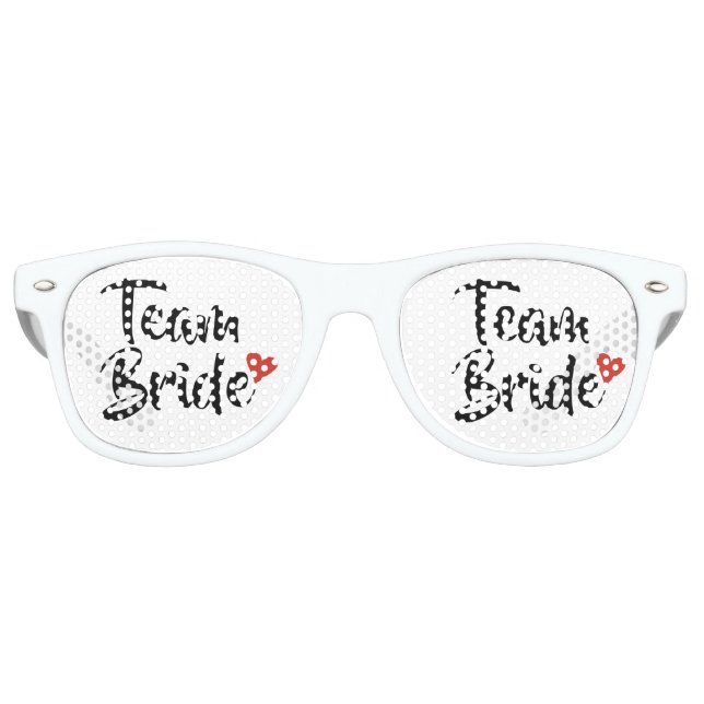 Team Bride Red Heart Retro Sunglasses (Front)