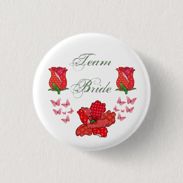 Team Bride, rot 3 Cm Round Badge (Front)