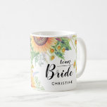 Team Bride. Rustic Sunflowers Custom Wedding Gift Coffee Mug<br><div class="desc">Team Bride. Rustic Sunflowers and Wildflowers Watercolor Painting Wedding | Bridal Shower | Bachelorette Party Gift Mugs for your girls with personalised name. Matching Bridal Shower Invitations, Save the Date Cards, Wedding Invitations, Bridesmaid to be Request Cards, Thank You Cards, Wedding Favours and Gifts available in the Rustic Design Category...</div>