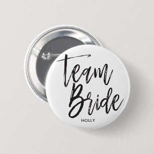 Team Bride   Script Black 6 Cm Round Badge