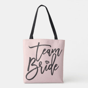Team Bride Script Diamond Bridal Party Tote Bag