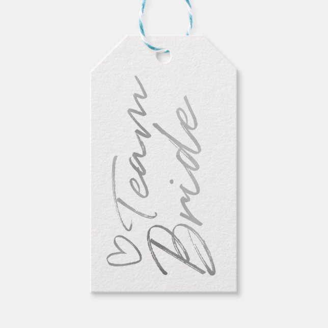 Team Bride - Silver faux foil gift tag (Front)