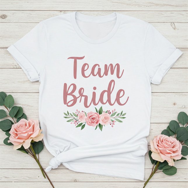 Team Bride T-Shirt for Bridesmaids with Pink (Creator Uploaded)