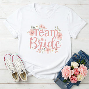 Team Bride T-Shirt for Bridesmaids with Pink
