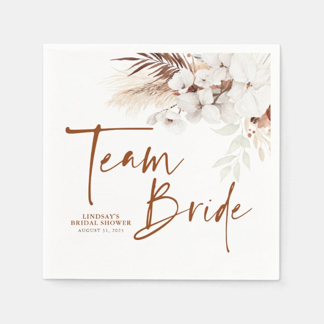 Team Bride Terracotta Floral Boho Bridal Shower Napkin (Front)