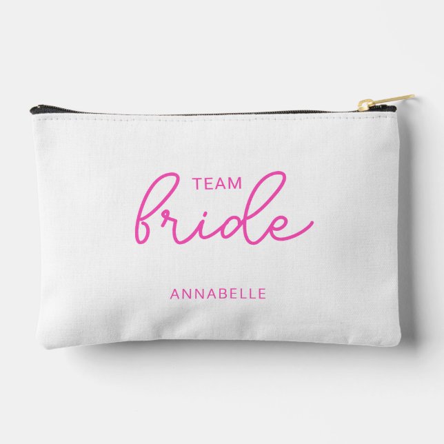 Team Bride Wedding Bachelorette Accessory Pouch (Back)