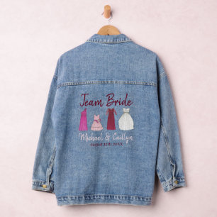 Team Bride Wedding Bridal Party Gown Dress Denim Jacket
