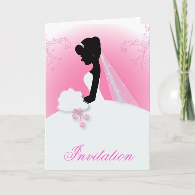 Team bride Wedding gown Bride bridal silhouette Invitation (Front)