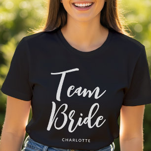 Team Bride Wedding Personalised Black White T-Shirt