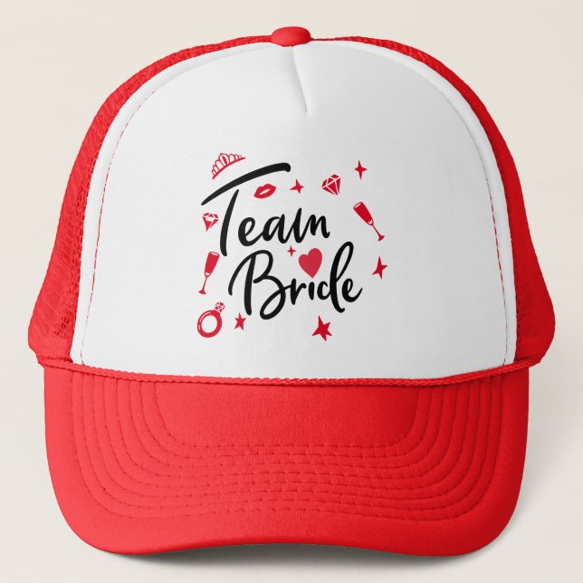 Team Bride Wedding Personalised , bridesmaid Trucker Hat (Front)