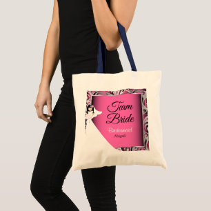 Team Bride   Wedding   Pink   DIY Text Tote Bag