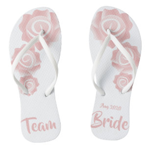 Team Bride wedding  Rose  Flip Flops