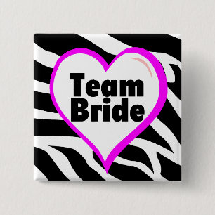 Team Bride Zebra Stripes 15 Cm Square Badge