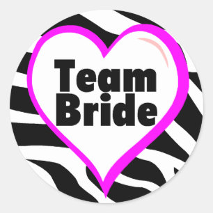 Team Bride Zebra Stripes Classic Round Sticker