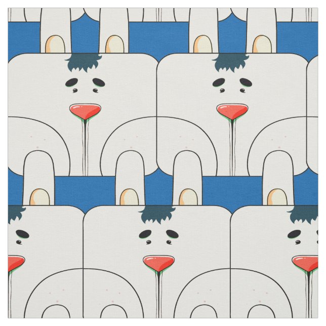 Team Bunny Face - Classic Blue and Pale Grey Fabric (Swatch)