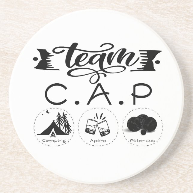 Team C.A.P Camping Apéro Pétanque Coaster (Front)