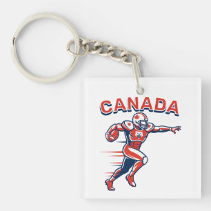 Team Canada Football Dynamic Patriotic Athlete Art Key Ring