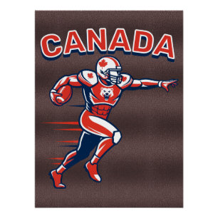 Team Canada Football Dynamic Patriotic Athlete Art Poster