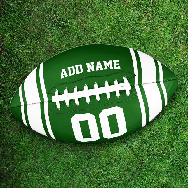 Team Colors Green and White Personalized Football (Creator Uploaded)