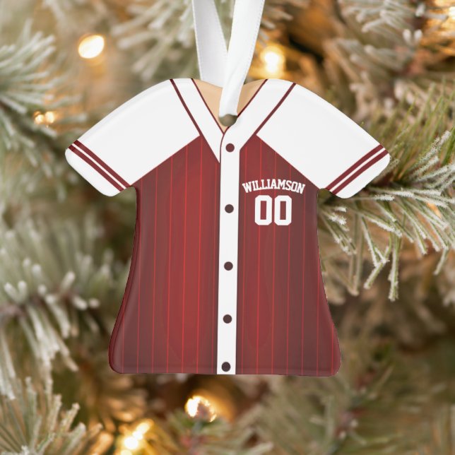 Team Colours Personalised Baseball Jersey Ornament (Tree)