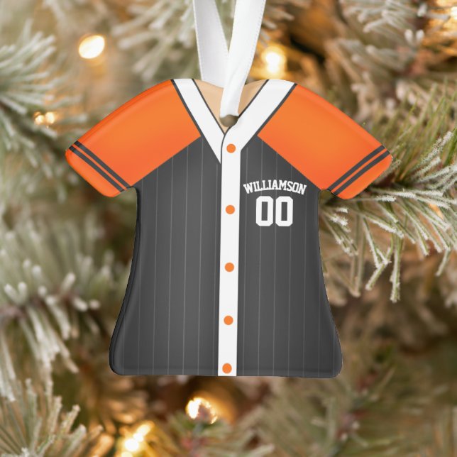 Team Colours Personalised Baseball Jersey Ornament (Tree)