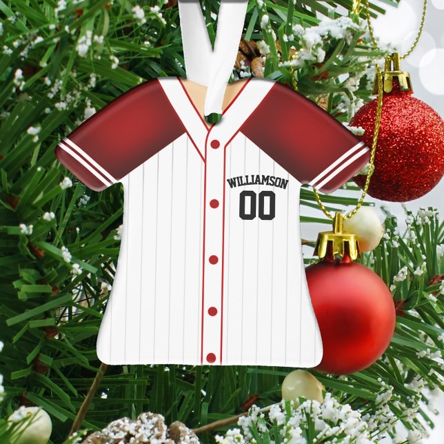 Team Colours Personalised Baseball Jersey Ornament (Creator Uploaded)