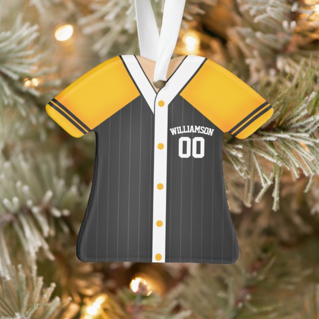 Team Colours Personalised Baseball Jersey Ornament (Tree)