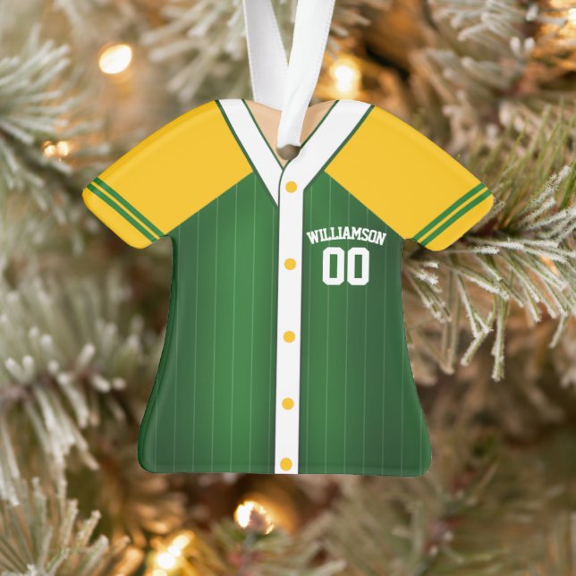 Team Colours Personalised Baseball Jersey Ornament (Tree)