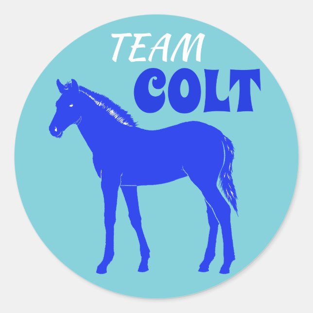 "Team Colt" Colt Gender Reveal Classic Round Sticker (Front)