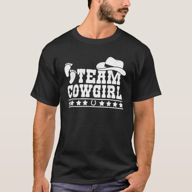 Team Cowgirl Baby Gender Reveal Outfit Tee Western (Front)
