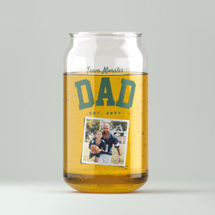 Team dad family name one photo sporty green can glass