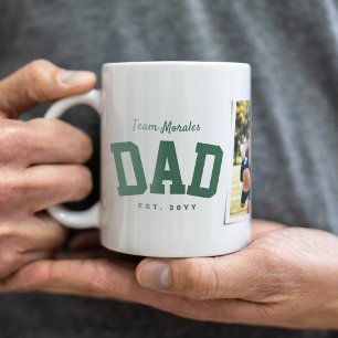 Team dad family name one photo sporty green coffee mug