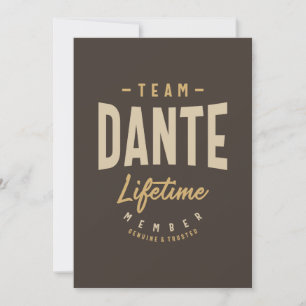 Team Dante Lifetime Member Personalised Name Invitation