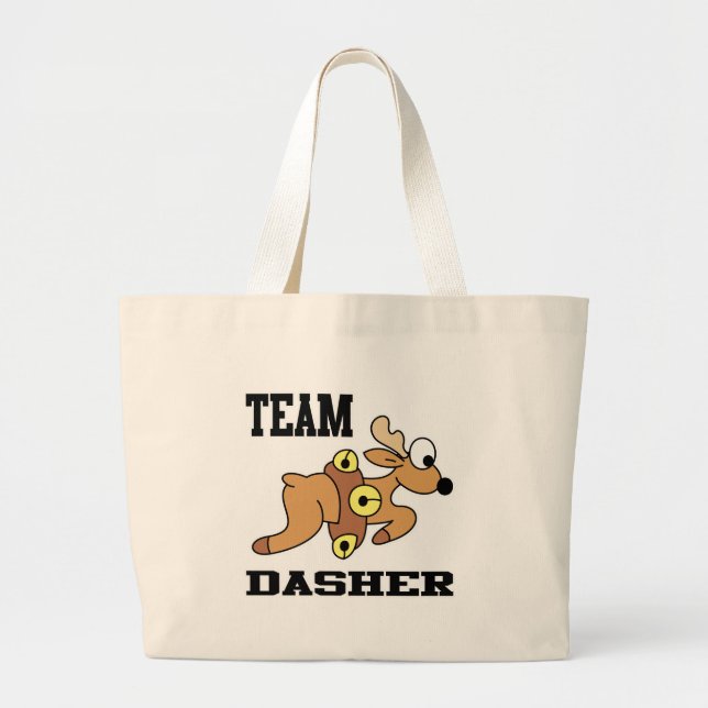 Team Dasher Reindeer Large Tote Bag (Front)