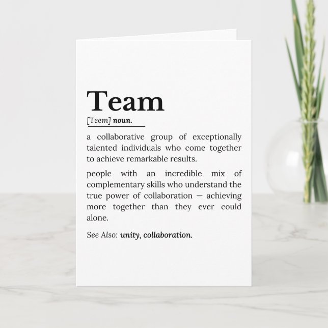 Team Definition – The Power of Collaboration  Card (Front)