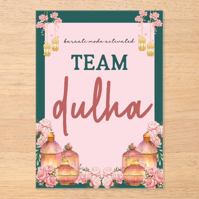 team dulha acrylic invitations (Front)